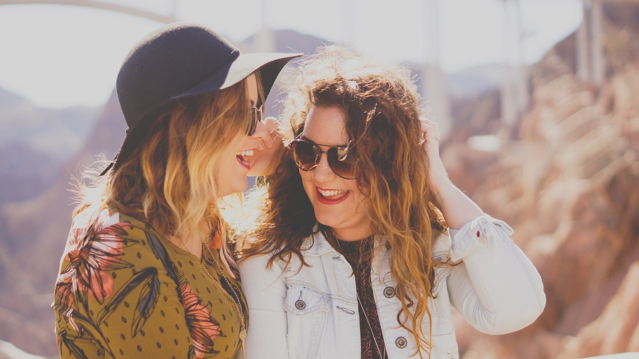 Two women talking and laughing