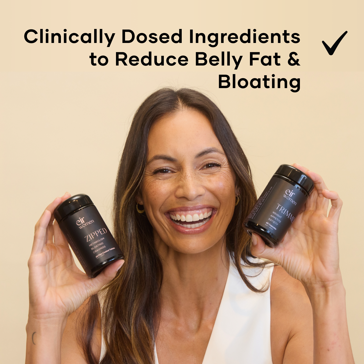 Happy woman - Trimmed - Zipped - Eir Supplements - Weight loss
