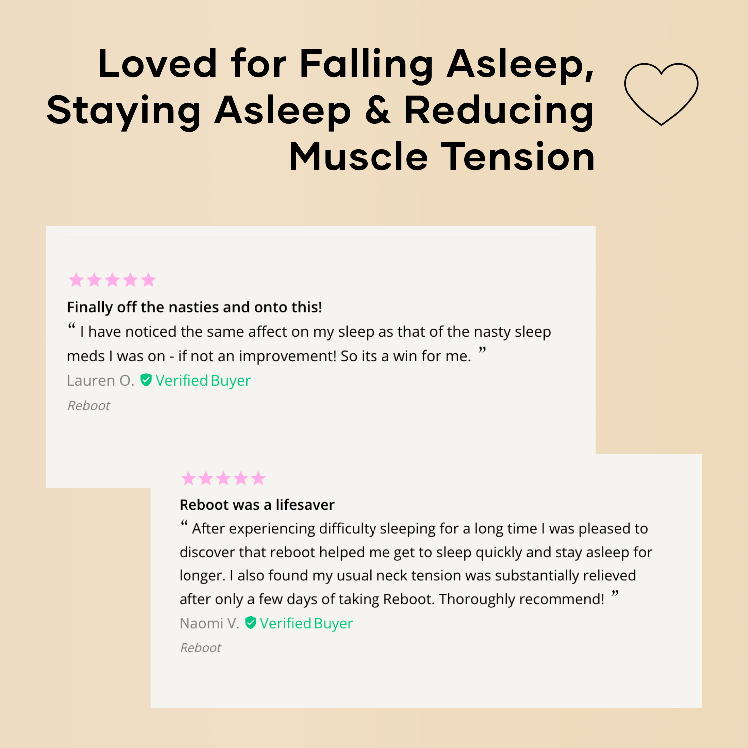 Reboot reviews - loved for falling asleep, staying asleep, and reducing muscle tension