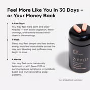Bottle of Zipped - feel more like you in 30 days or your money back
