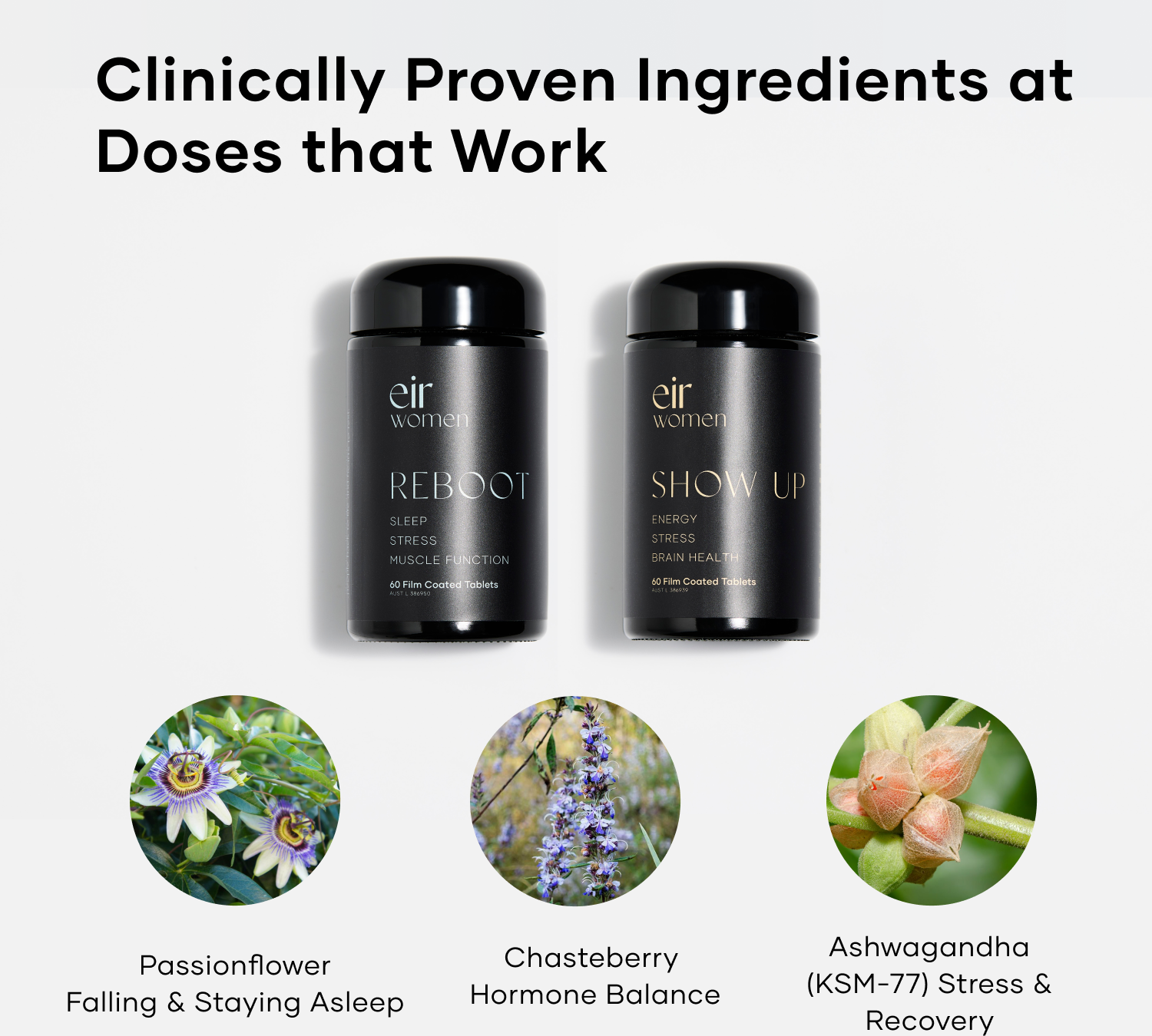 Peri-Essentials - Show Up and Reboot Eir Supplements With Passionflower, Chasteberry and Ashwagandha
