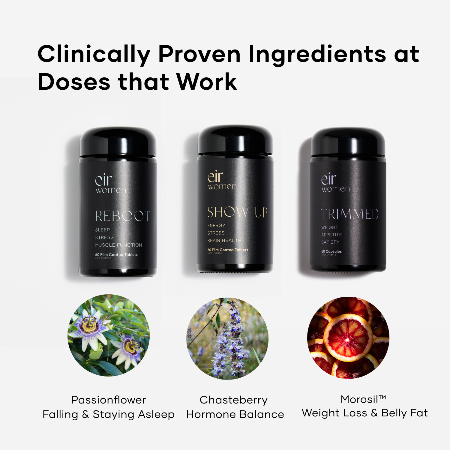 Transformation Trio - Reboot - Trimmed - Show Up - Eir Women - Supplements - Perimenopause Relief